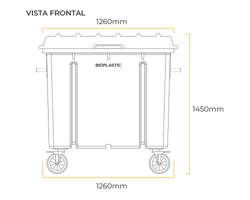 Contenedor de basura verde  1100 litros