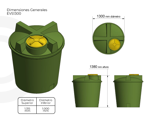 Estanque vertical estandar 1300 lts